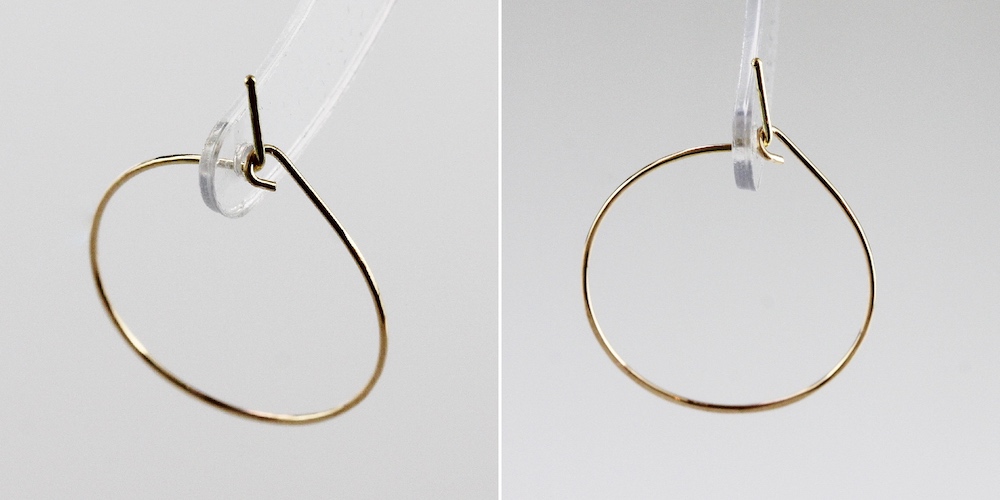 レデッサンドゥデュー 121 フープピアス ハンドメイド 18金 華奢,les desseins de DIEU Solid Gold Hoop Earrings K18