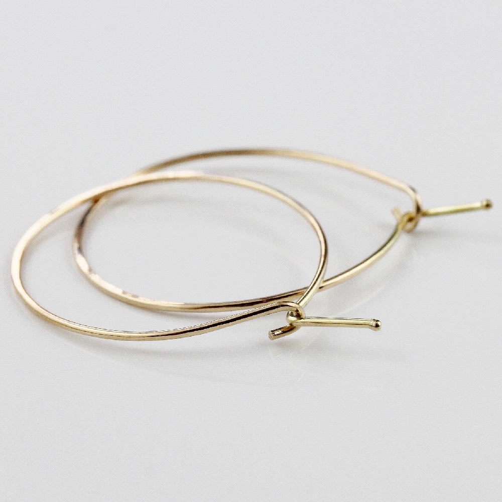 レデッサンドゥデュー 121 フープピアス ハンドメイド 18金 華奢,les desseins de DIEU Solid Gold Hoop Earrings K18