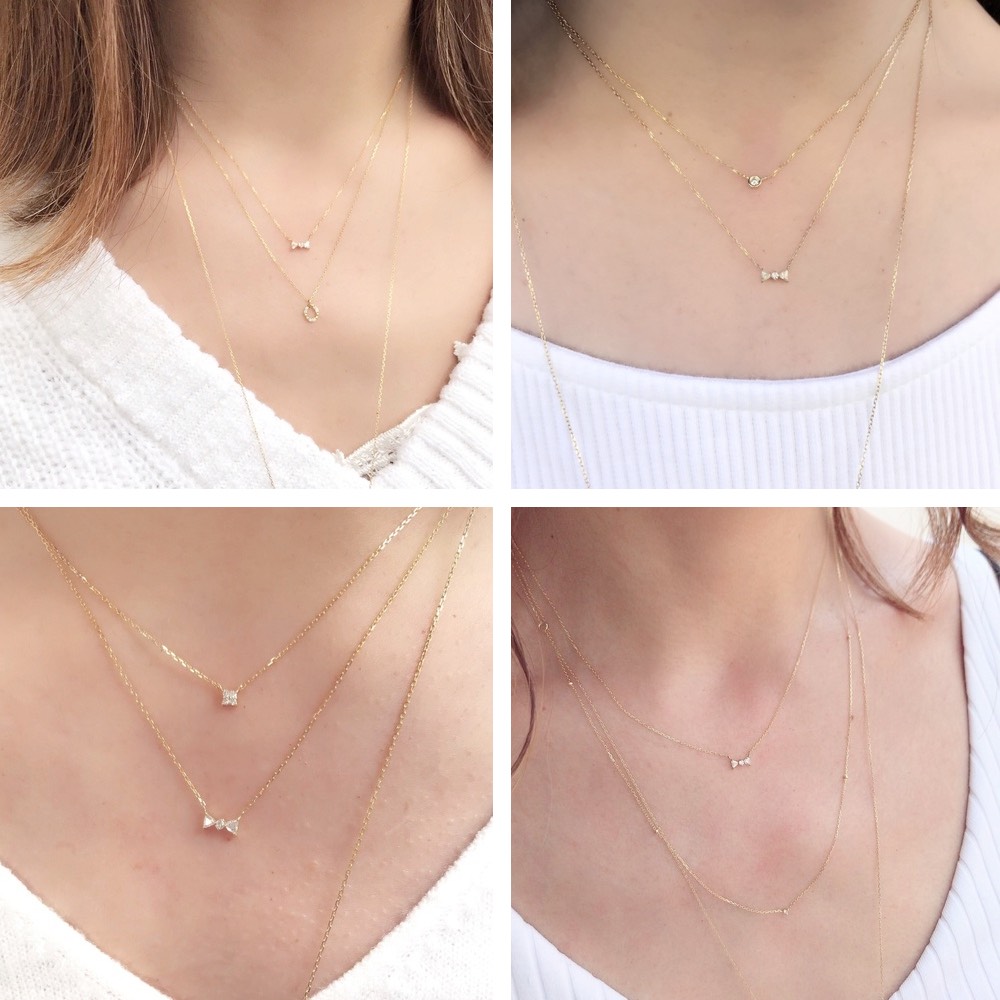 レデッサンドゥデュー 573 トリリアント ダイヤモンド リボン 華奢ネックレス 18金,les desseins de DIEU Diamond Ribbon Necklace K18