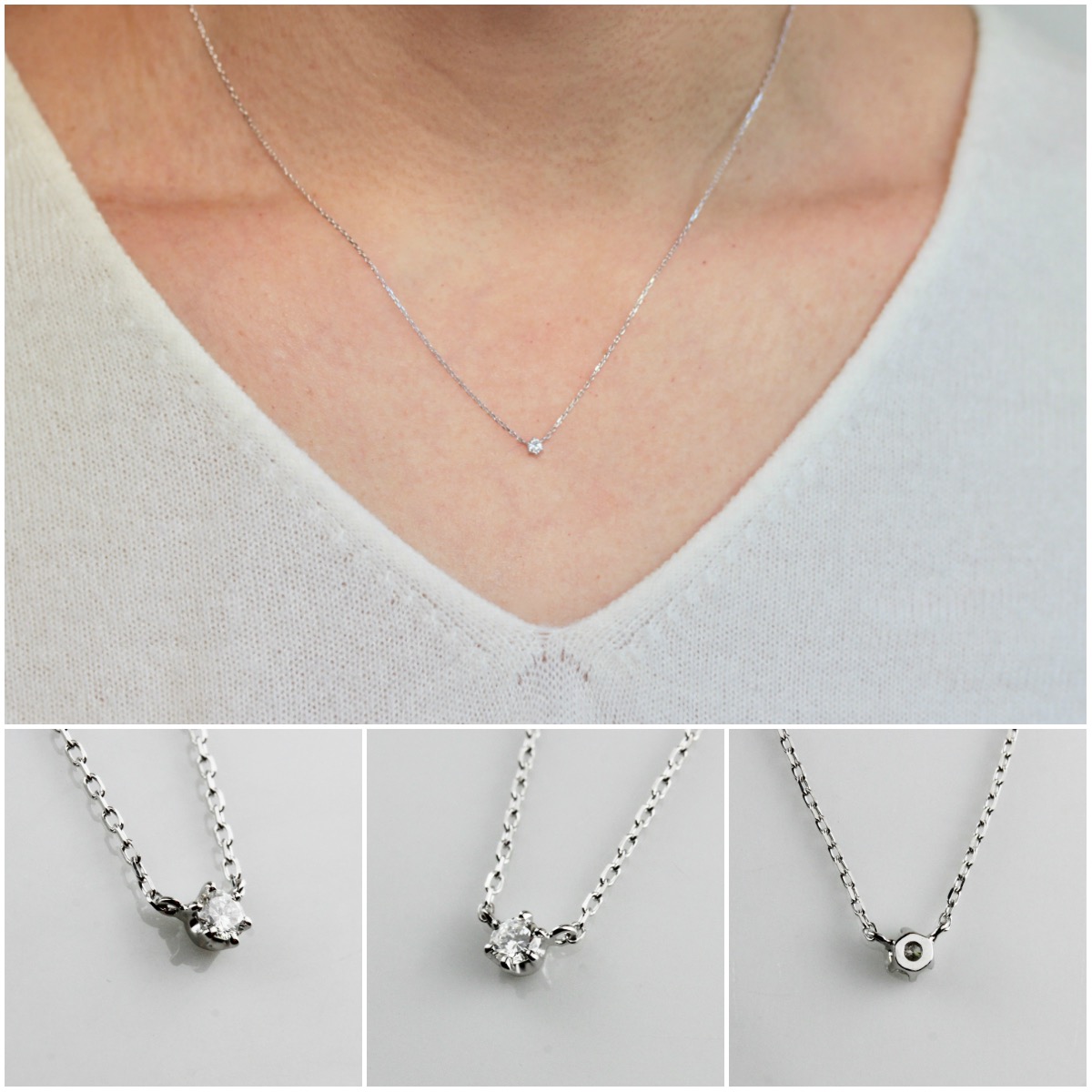 レ デッサン ドゥ デュー 限定 一粒ダイヤモンド 華奢ネックレス 10金,les desseins de DIEU Solitaire Diamond Necklace K10WG