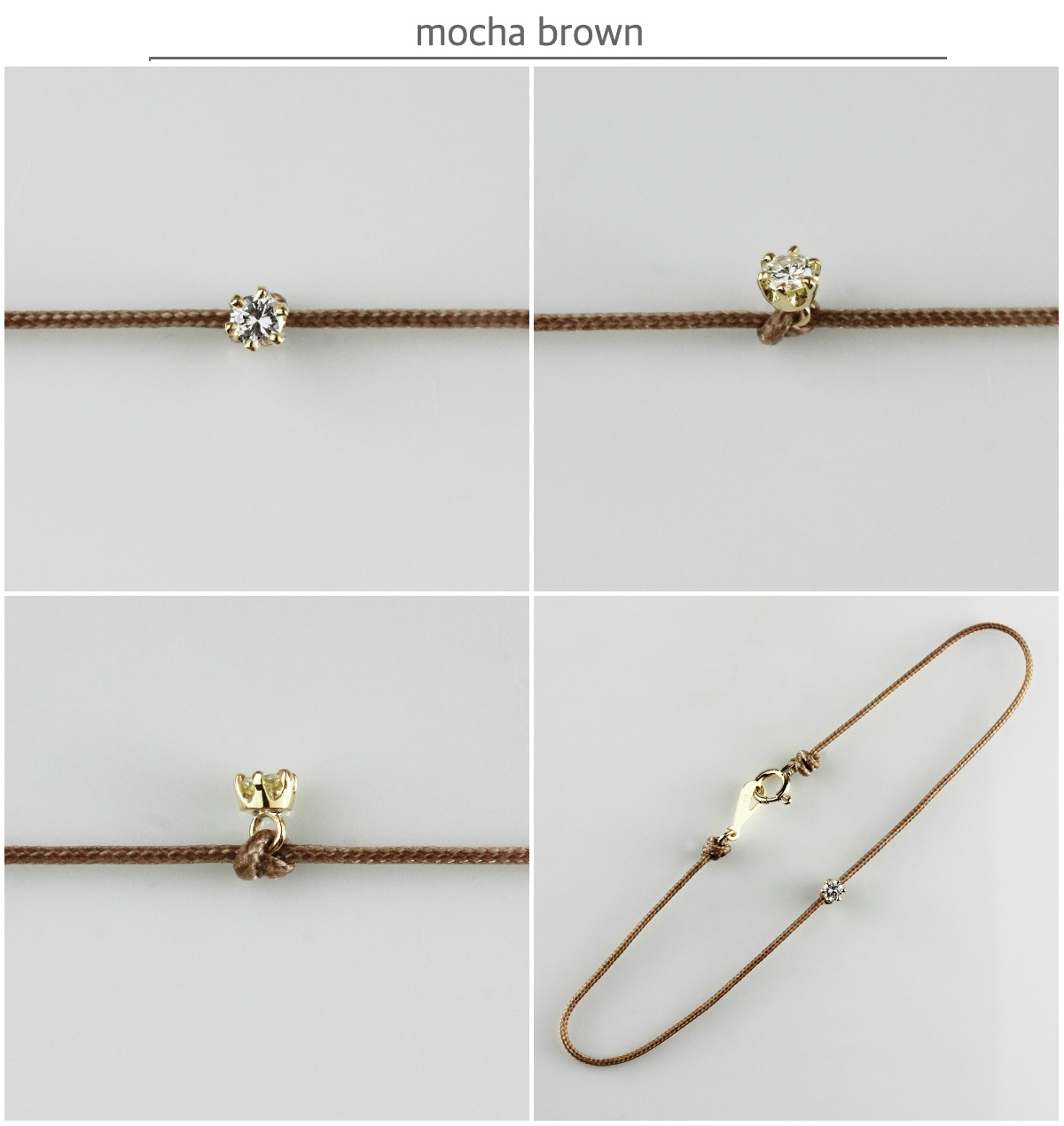レデッサンドゥデュー 65S ベル 一粒ダイヤモンド サテン コード 紐ブレスレット 18金,Bell Diamond Satin Cord Bracelet K18