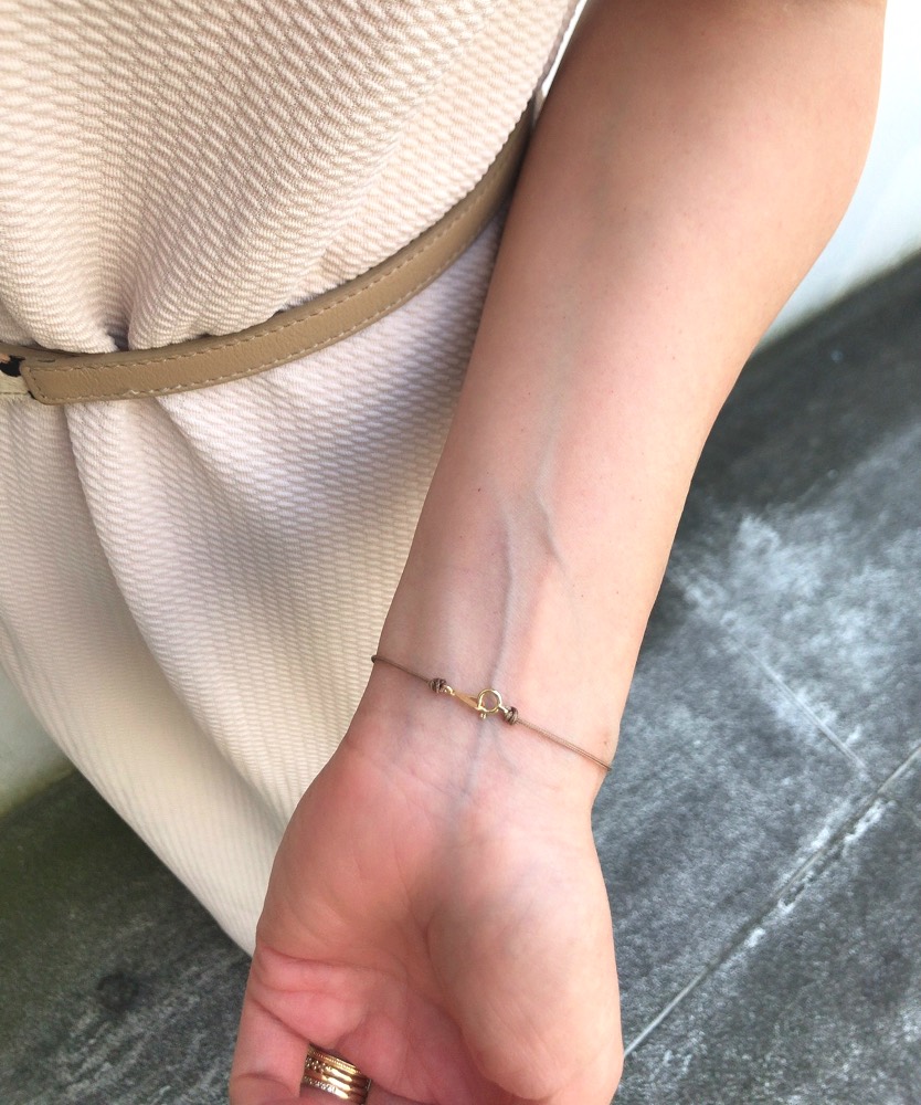 レデッサンドゥデュー 65S ベル 一粒ダイヤモンド サテン コード 紐ブレスレット 18金,Bell Diamond Satin Cord Bracelet K18