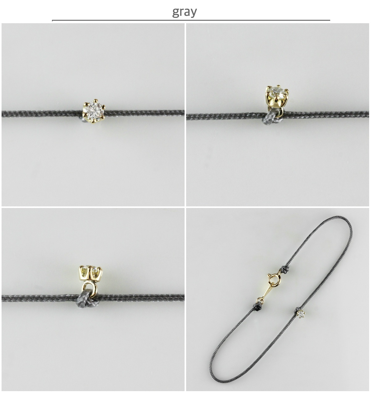 レデッサンドゥデュー 65S ベル 一粒ダイヤモンド サテン コード 紐ブレスレット 18金,Bell Diamond Satin Cord Bracelet K18