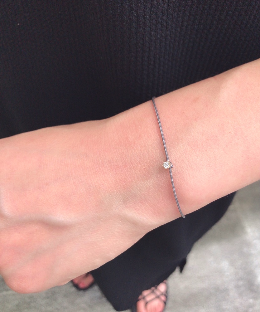 レデッサンドゥデュー 65S ベル 一粒ダイヤモンド サテン コード 紐ブレスレット 18金,Bell Diamond Satin Cord Bracelet K18