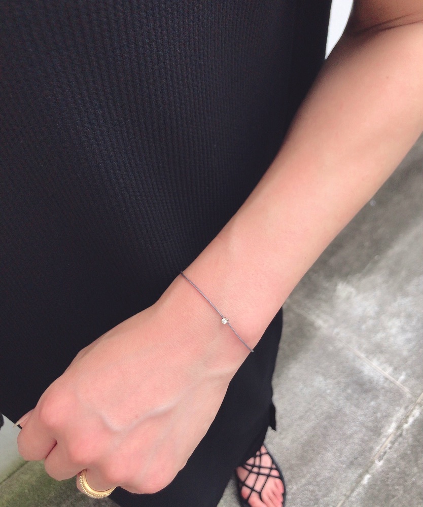 レデッサンドゥデュー 65S ベル 一粒ダイヤモンド サテン コード 紐ブレスレット 18金,Bell Diamond Satin Cord Bracelet K18