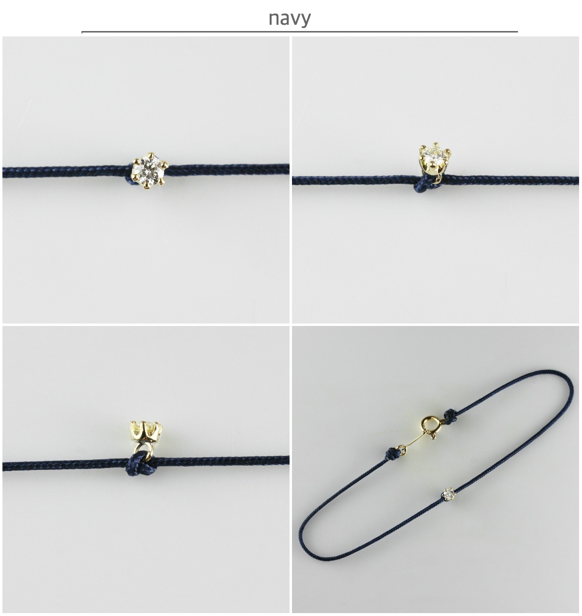 レデッサンドゥデュー 65S ベル 一粒ダイヤモンド サテン コード 紐ブレスレット 18金,Bell Diamond Satin Cord Bracelet K18