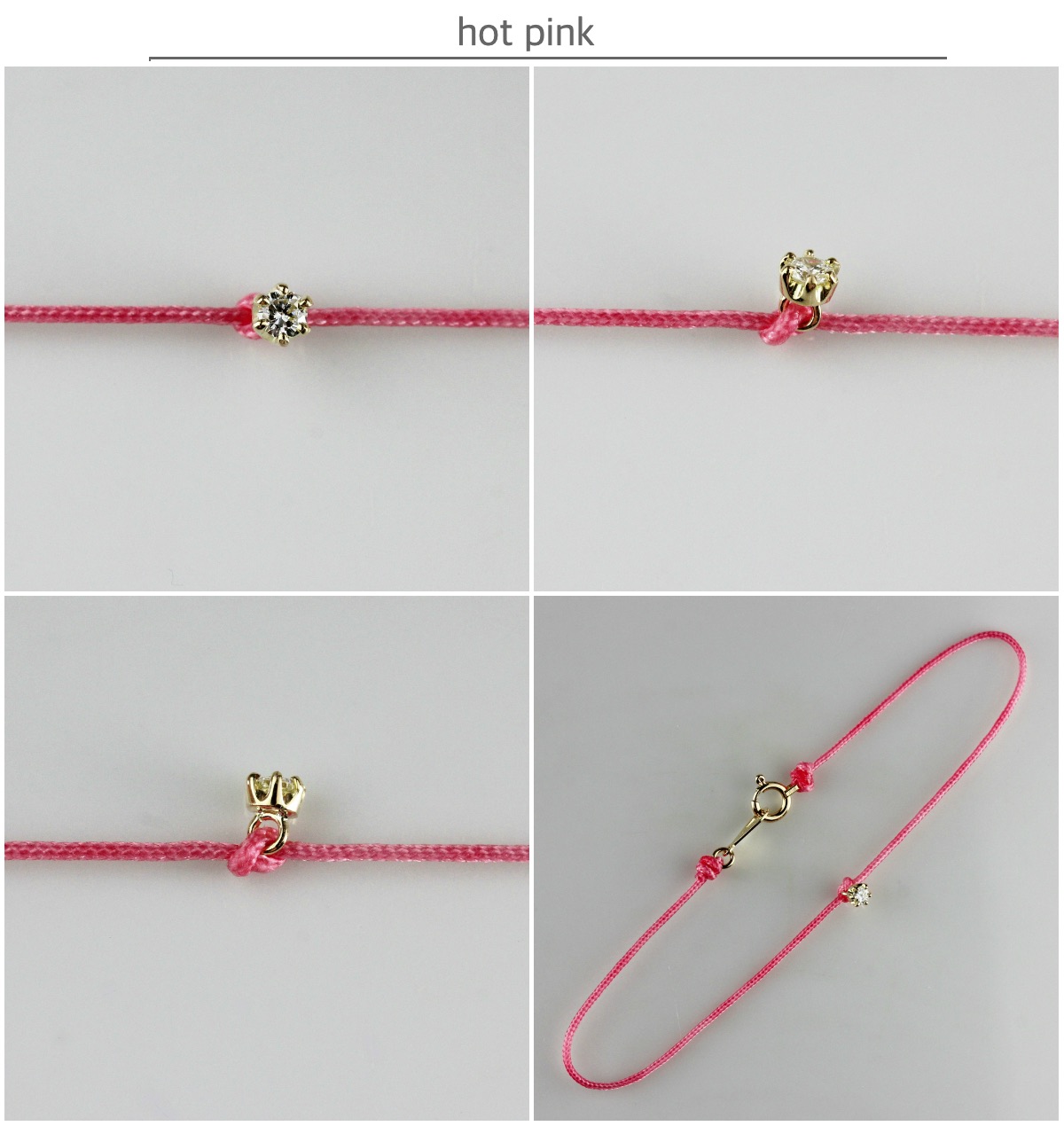 レデッサンドゥデュー 65S ベル 一粒ダイヤモンド サテン コード 紐ブレスレット 18金,Bell Diamond Satin Cord Bracelet K18