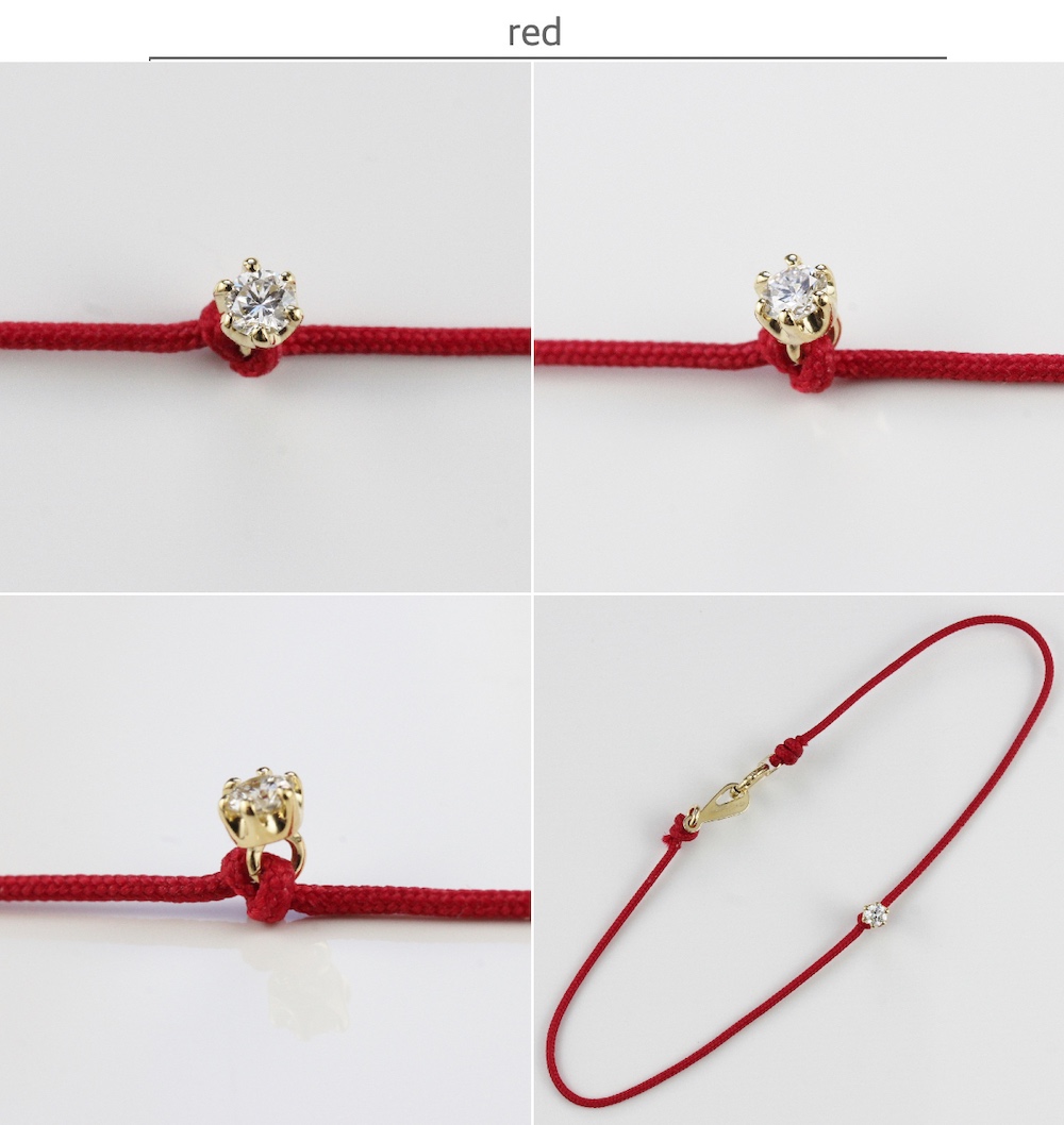 レデッサンドゥデュー 65S ベル 一粒ダイヤモンド サテン コード 紐ブレスレット 18金,Bell Diamond Satin Cord Bracelet K18