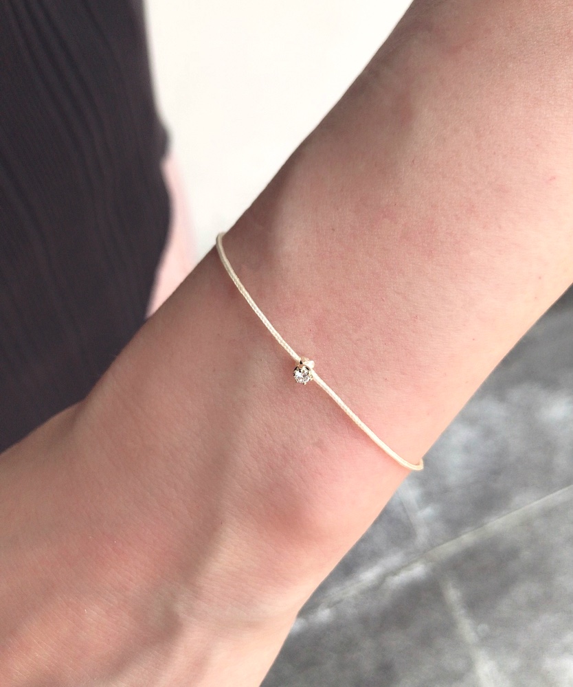 レデッサンドゥデュー 65S ベル 一粒ダイヤモンド サテン コード 紐ブレスレット 18金,Bell Diamond Satin Cord Bracelet K18