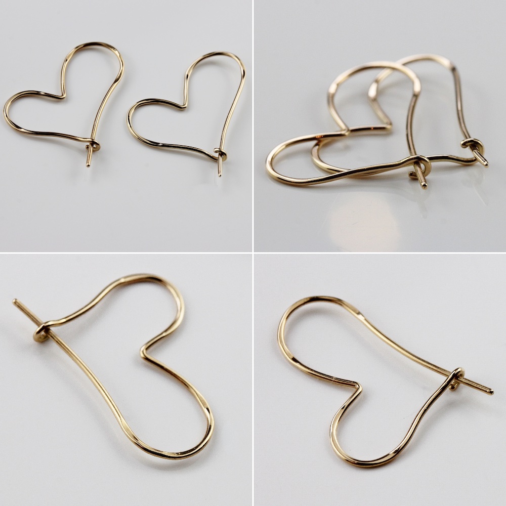 レデッサンドゥデュー 796 ハート フープピアス 18金,les desseins de DIEU Solid Gold Heart Hoop Earrings K18