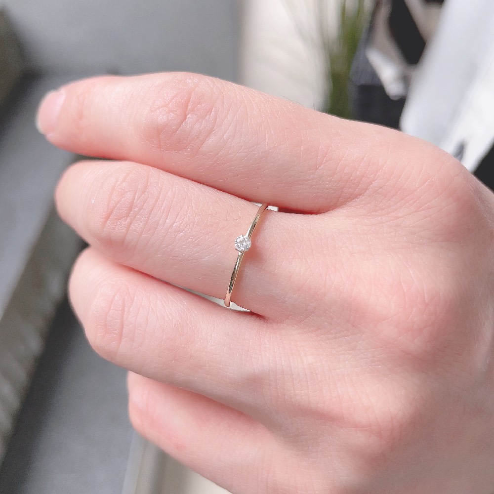 レデッサンドゥデュー 89 6本爪 一粒ダイヤモンド リング 華奢リング 指輪 18金,les desseins de DIEU Petit Diamond Ring K18