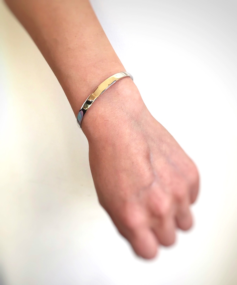 レ デッサン ドゥ デュー 967 グロッシー シルバー グラデーション バングル シルバー925,les desseins de DIEU Silver Bangle