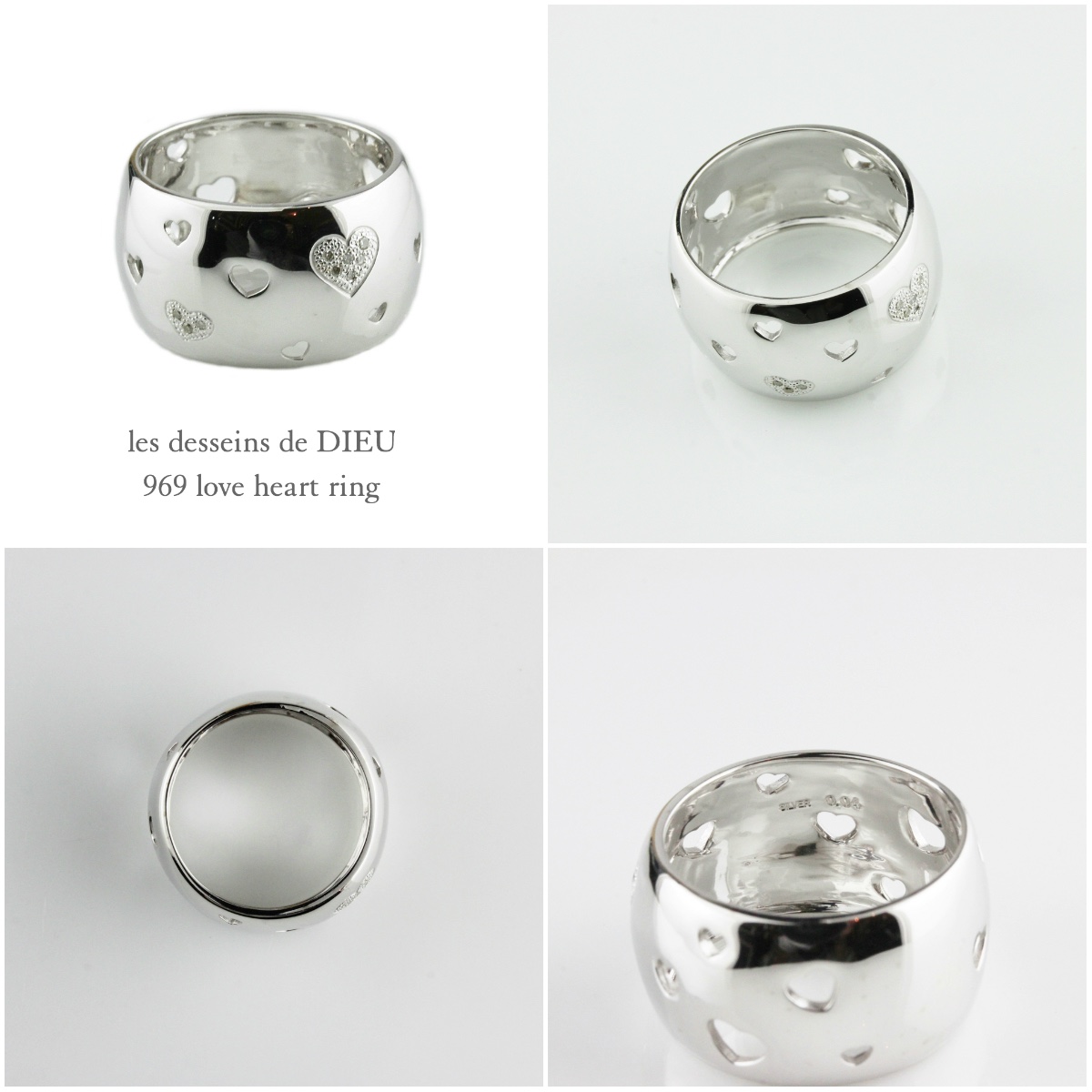 レデッサンドゥデュー 969 ラブ ハート リング 太め ボリューム シルバー925,les desseins de DIEU Love Heart Ring Silver925