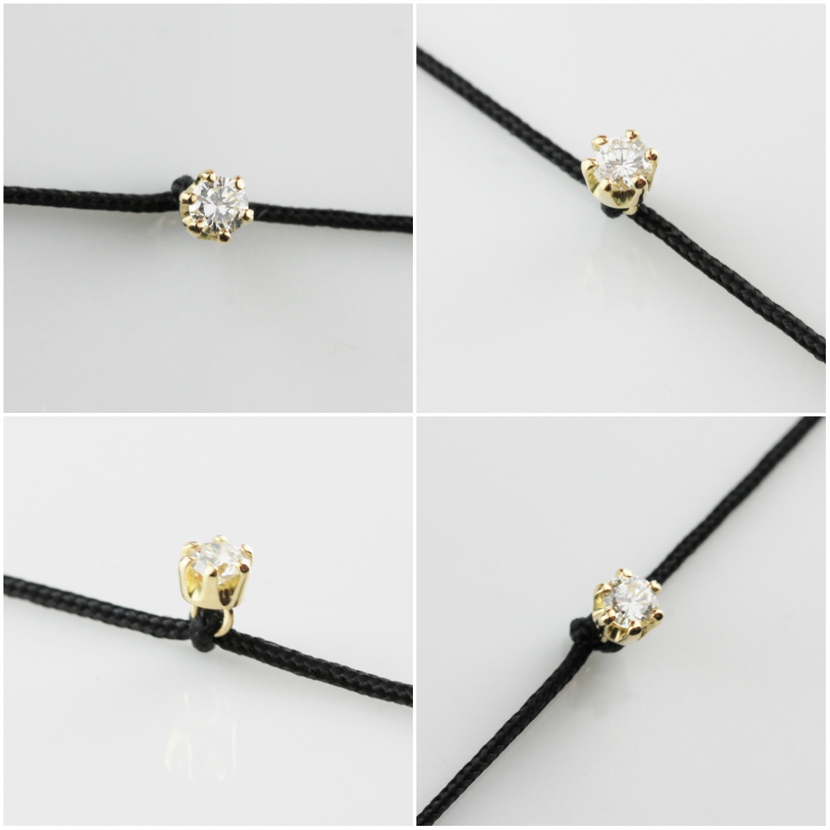 レデッサンドゥデュー 971 ベル 一粒ダイヤモンド サテン コード 紐ブレスレット 18金,Bell Diamond Satin Cord Bracelet 0.07ct K18