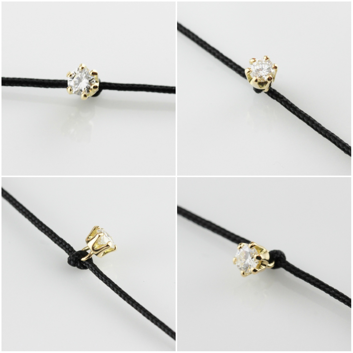 レデッサンドゥデュー 972 ベル 一粒ダイヤモンド サテン コード 紐ブレスレット 18金,Bell Diamond Satin Cord Bracelet 0.09ct K18