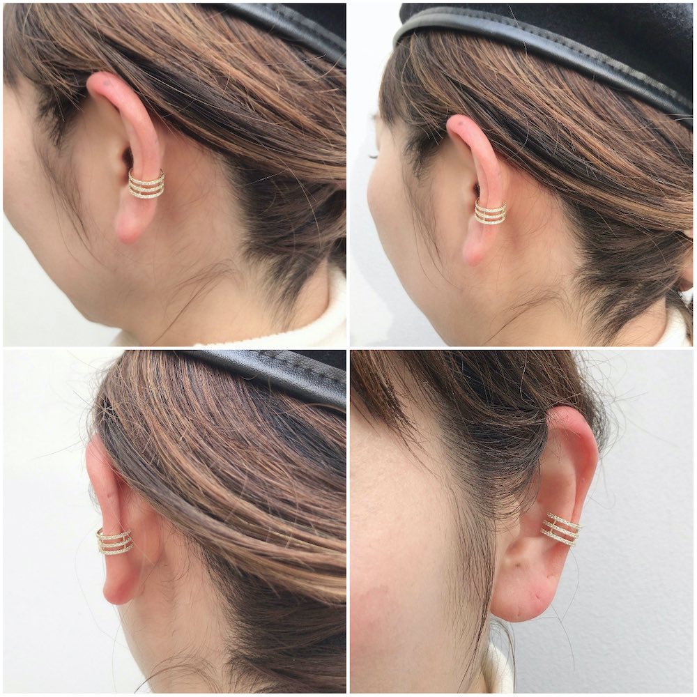 レデッサンドゥデュー 974 3連 ダイヤモンド イヤーカフ 18金,les desseins de DIEU Triple Stranded Diamond Ear Cuff K18