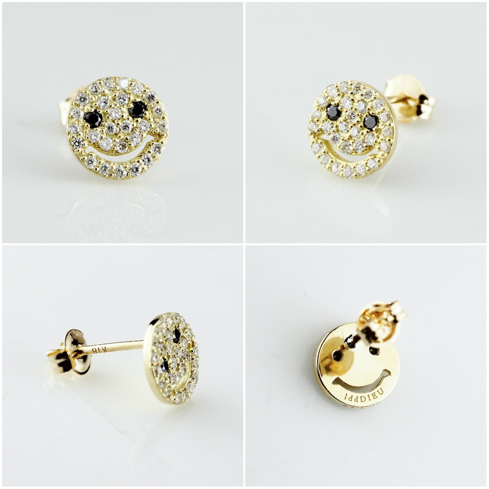 レデッサンドゥデュー 976 スモール スマイル ダイヤモンド ピアス 18金,les desseins de DIEU Smile Diamond Stud Earrings K18