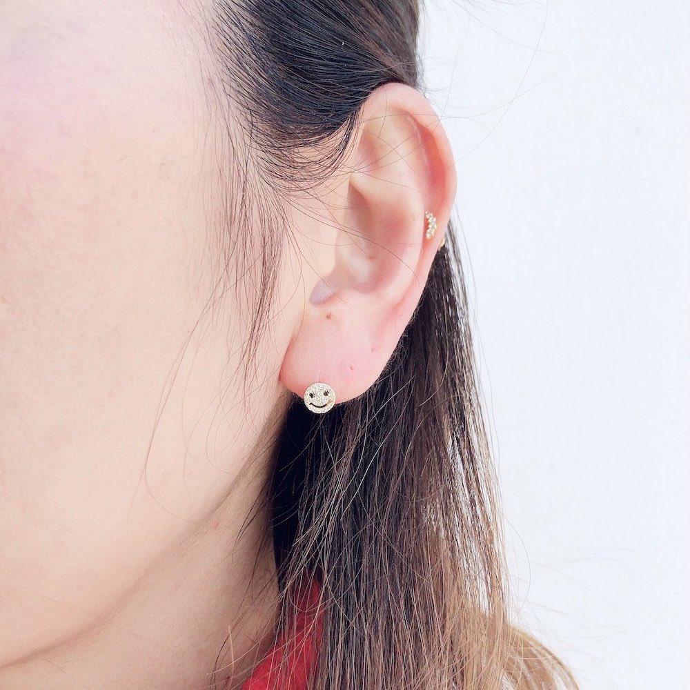 レデッサンドゥデュー 976 スモール スマイル ダイヤモンド ピアス 18金,les desseins de DIEU Smile Diamond Stud Earrings K18