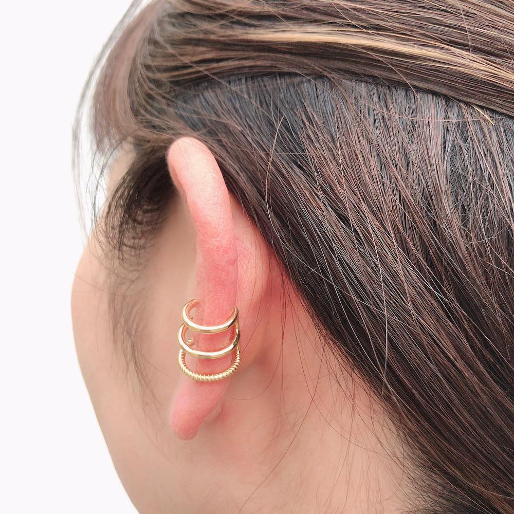 レデッサンドゥデュー 979 トリプル 3連 イヤーカフ 18金,les desseins de DIEU Triple Stranded Ear Cuff K18