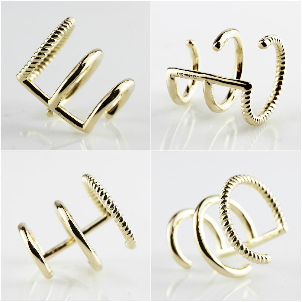 レデッサンドゥデュー 979 トリプル 3連 イヤーカフ 18金,les desseins de DIEU Triple Stranded Ear Cuff K18