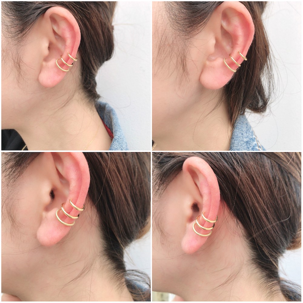 レデッサンドゥデュー 979 トリプル 3連 イヤーカフ 18金,les desseins de DIEU Triple Stranded Ear Cuff K18