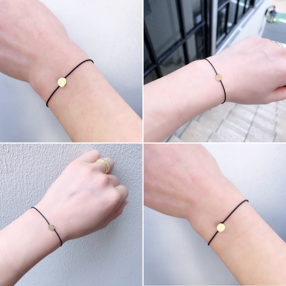 レデッサンドゥデュー 980 スマイル サテンコード 紐ブレスレット 18金,les desseins de DIEU Smile Satin Cord Bracelet K18