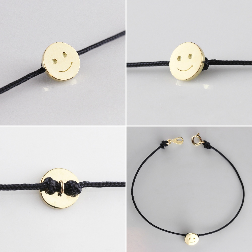 レデッサンドゥデュー 980 スマイル サテンコード 紐ブレスレット 18金,les desseins de DIEU Smile Satin Cord Bracelet K18