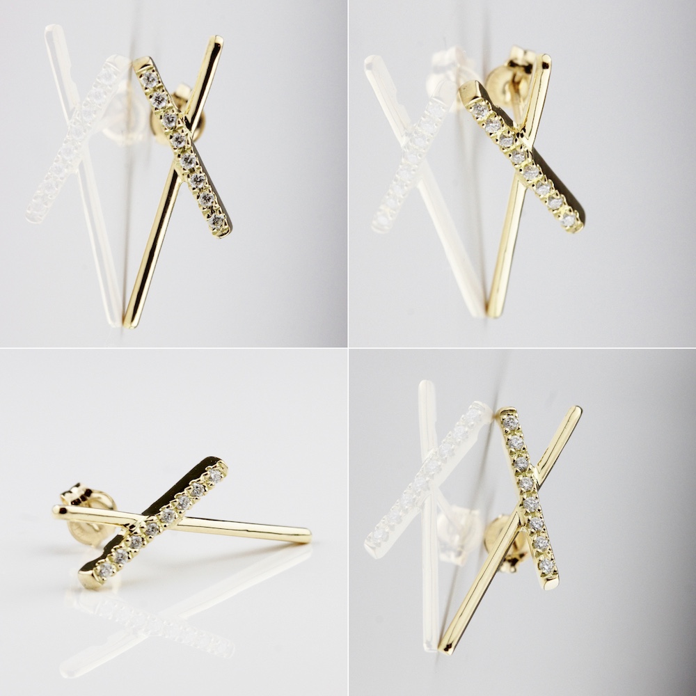 レデッサンドゥデュー 982 クロス ダイヤモンド スタッド ピアス 18金,les desseins de DIEU Cross Diamond Stud Earring K18