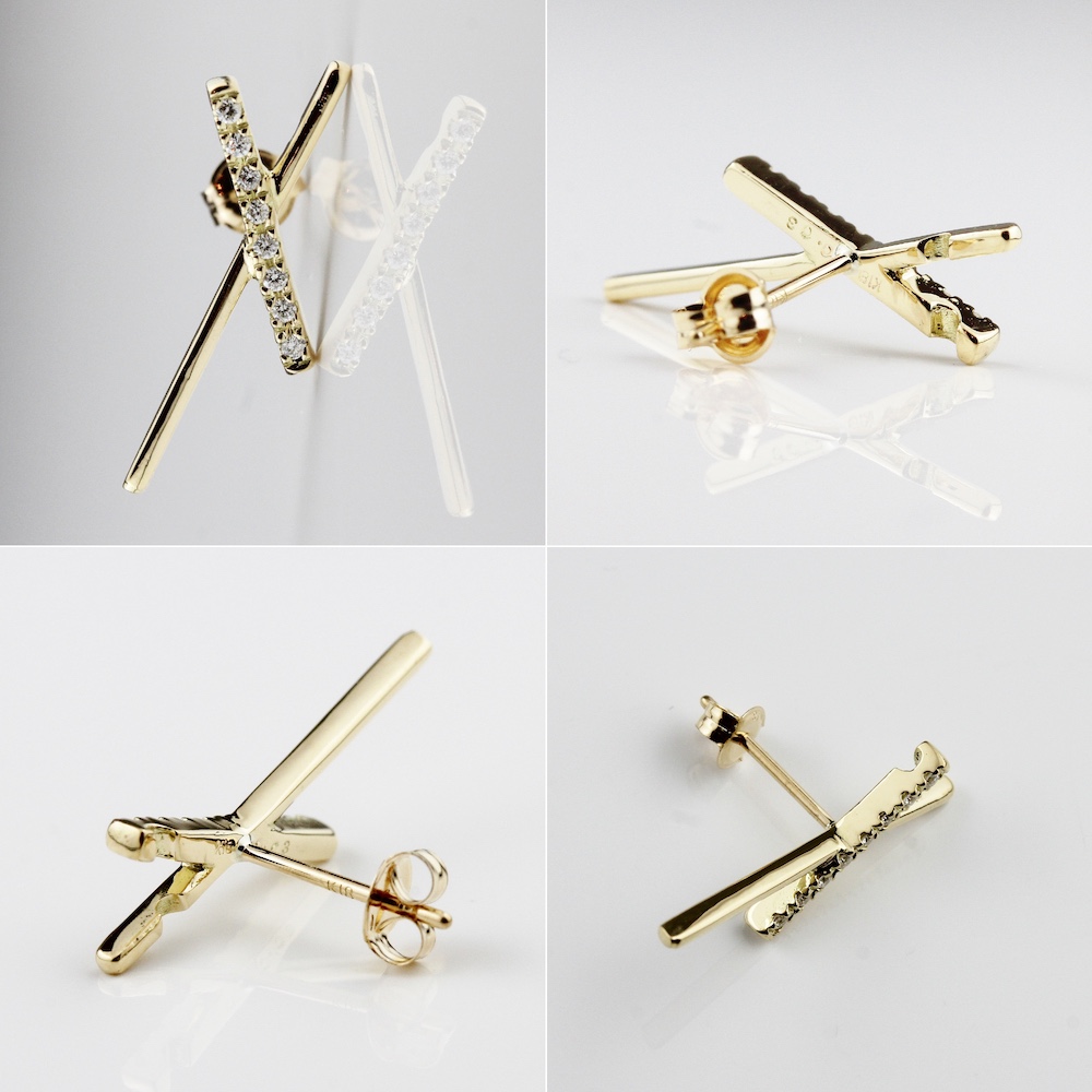 レデッサンドゥデュー 982 クロス ダイヤモンド スタッド ピアス 18金,les desseins de DIEU Cross Diamond Stud Earring K18