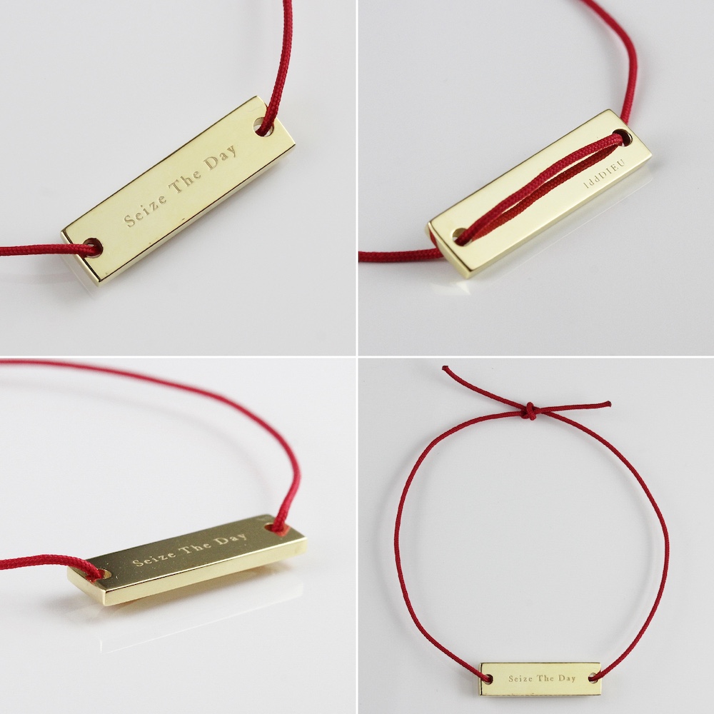 レデッサンドゥデュー 986 セイズザデイ 今を楽しもう 紐ブレスレット 18金,Dieu Seize The Day Cord Bracelet K18