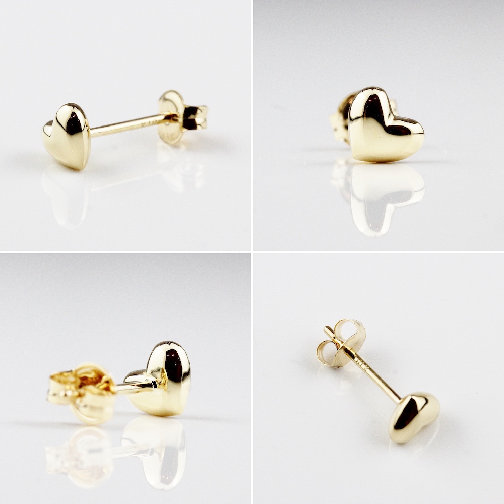 レ デッサン ドゥ デュー 987 パフ ハート スタッドピアス 18金 片耳,les desseins de DIEU Puffed Heart Stud Earring K18