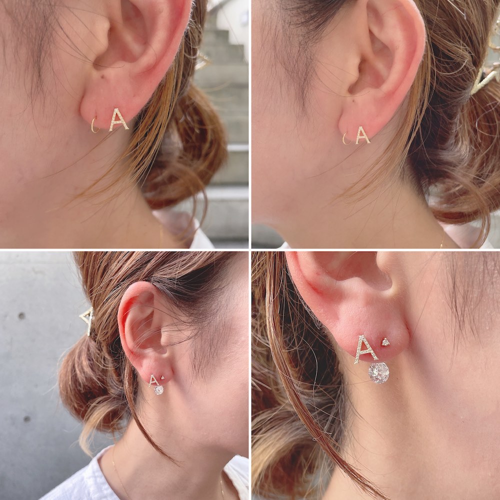 レデッサンドゥデュー 991 ピタキラ イニシャル ダイヤモンド ピアス 18金,les desseins de DIEU PITA KIRA Initial Diamond Earring K18