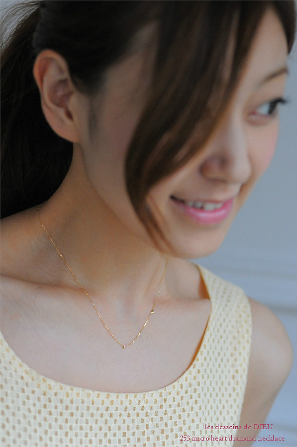 レデッサンドゥデュー 253 マイクロ ハート ダイヤモンド 華奢ネックレス 18金,les desseins de DIEU Micro Heart Diamond Necklace K18