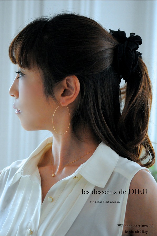 les desseins de DIEU 297 Solid Gold Hoop Earrings 5.5 レデッサンドゥデュー 金線 ハンドメイド フープピアス