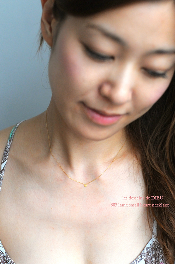 レデッサンドゥデュー 685 ラメ スモール ハート 華奢ネックレス 18金,les desseins de DIEU Lame Small Heart Necklace K18