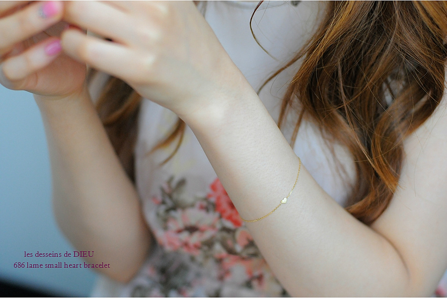 les desseins de DIEU 686 Small Lame Heart Bracelet K18,スモール ラメ ハート 華奢ブレスレット 18金 レデッサンドゥデュー