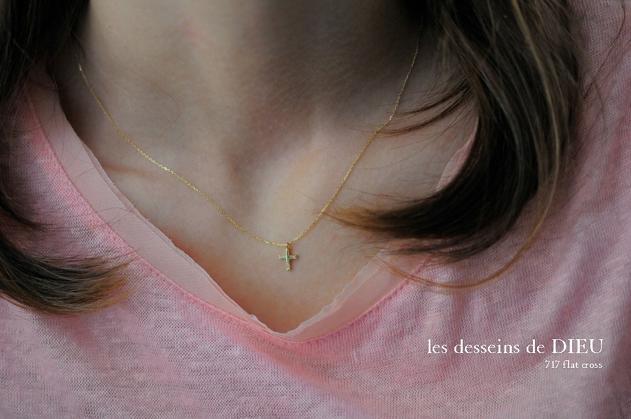 レデッサンドゥデュー 717 アシンメトリー フラット クロス ネックレス 18金,les desseins de DIEU Assymetrical  Flat Cross Necklace K18