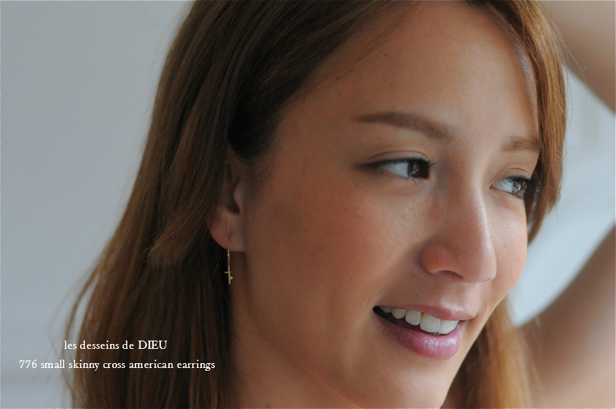 レデッサンドゥデュー 776 スモール スキニー クロス アメリカン ピアス 18金,les desseins de dieu Small Skinny Cross American Earrings K18