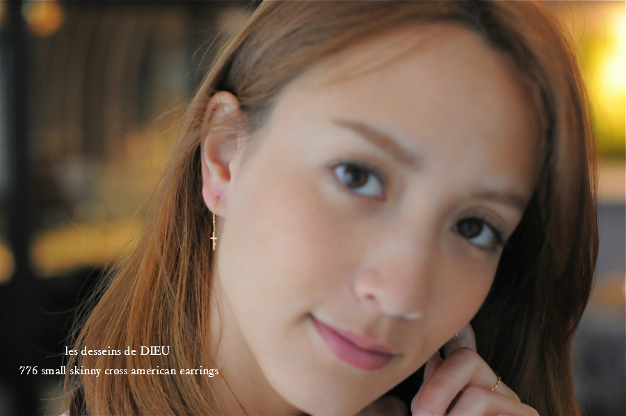 レデッサンドゥデュー 776 スモール スキニー クロス アメリカン ピアス 18金,les desseins de dieu Small Skinny Cross American Earrings K18