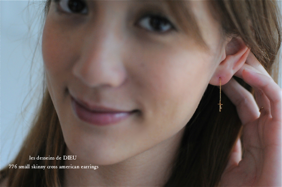 レデッサンドゥデュー 776 スモール スキニー クロス アメリカン ピアス 18金,les desseins de dieu Small Skinny Cross American Earrings K18