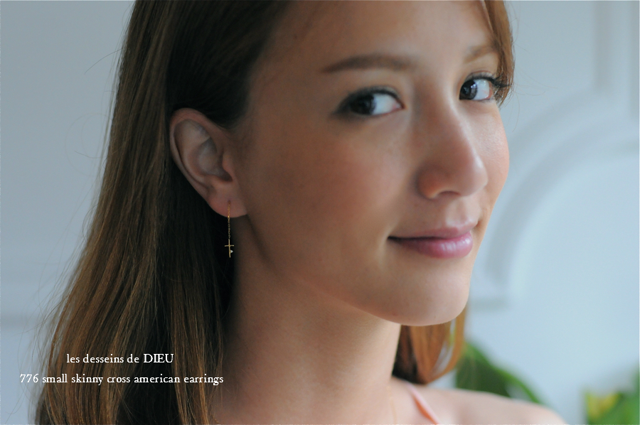 レデッサンドゥデュー 776 スモール スキニー クロス アメリカン ピアス 18金,les desseins de dieu Small Skinny Cross American Earrings K18