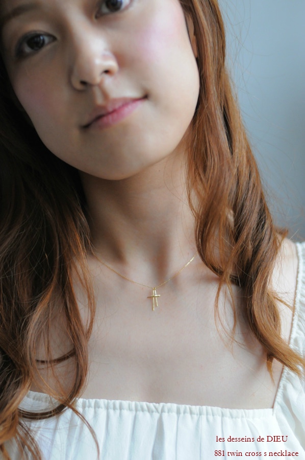 レデッサンドゥデュー 881 ハンマー ツイン クロス S ネックレス 18金,les desseins de DIEU Hammered Twin Cross Necklace K18