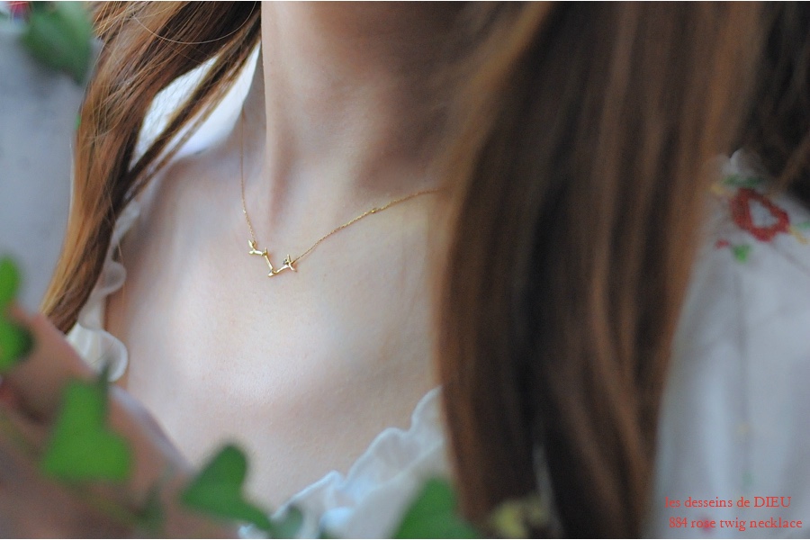 レデッサンドゥデュー 884 ローズ ツィッグ バラの枝 ネックレス 18金,les desseins de DIEU Rose Twig Necklace K18