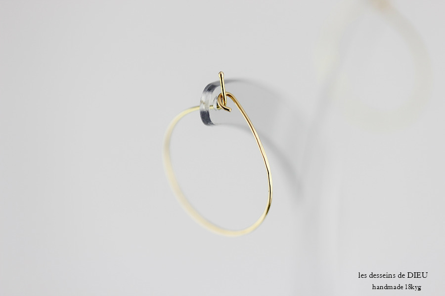 les desseins de DIEU 121 Solid Gold Hoop Earrings 1.5 レデッサンドゥデュー 金線 ハンドメイド フープピアス