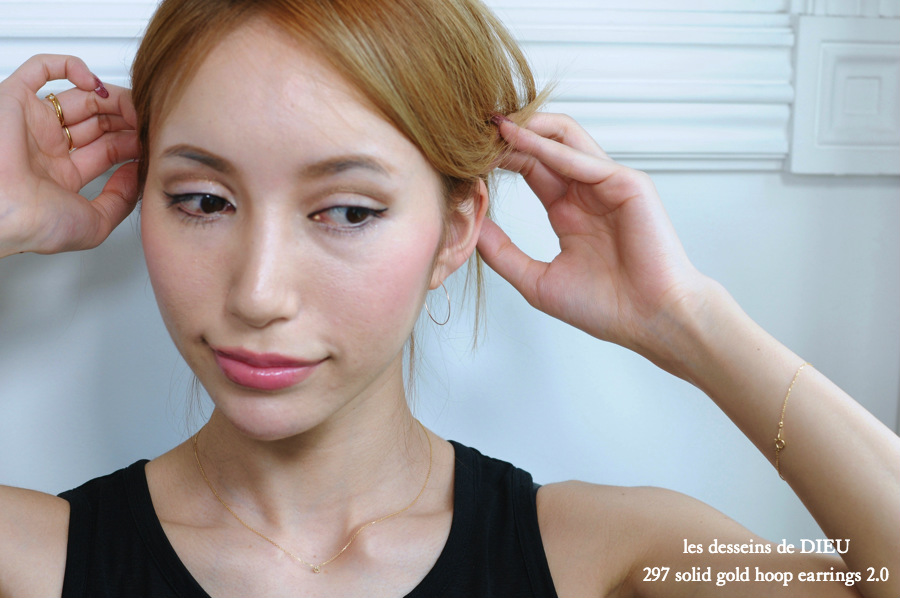 les desseins de DIEU 297 Solid Gold Hoop Earrings 2.0 レデッサンドゥデュー 金線 ハンドメイド フープ ピアス