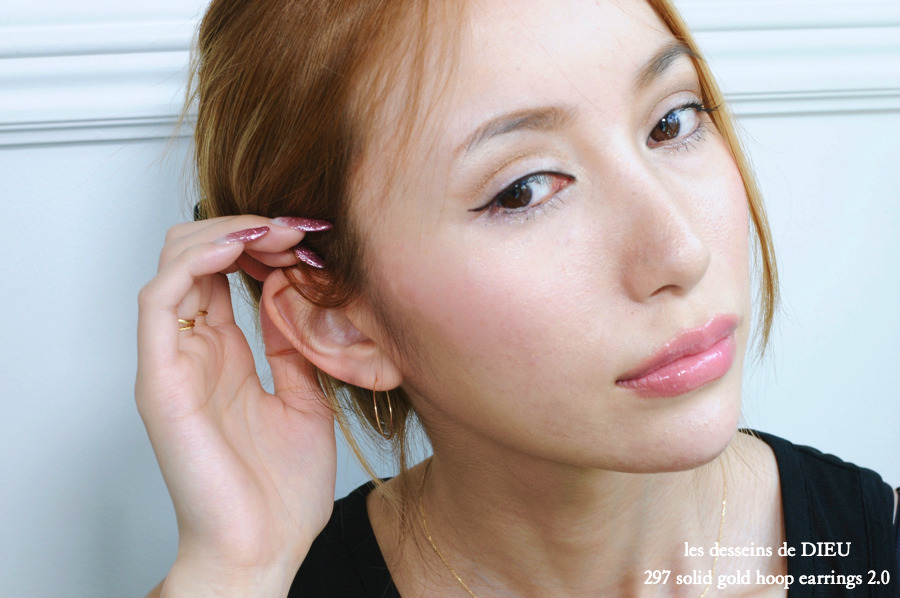 les desseins de DIEU 297 Solid Gold Hoop Earrings 2.0 レデッサンドゥデュー 金線 ハンドメイド フープ ピアス