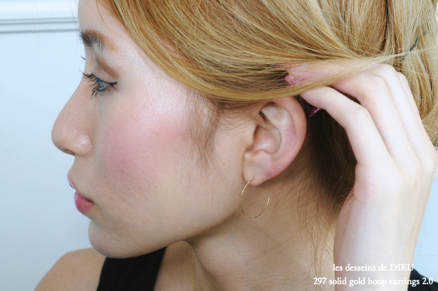 les desseins de DIEU 297 Solid Gold Hoop Earrings 2.0 レデッサンドゥデュー 金線 ハンドメイド フープ ピアス