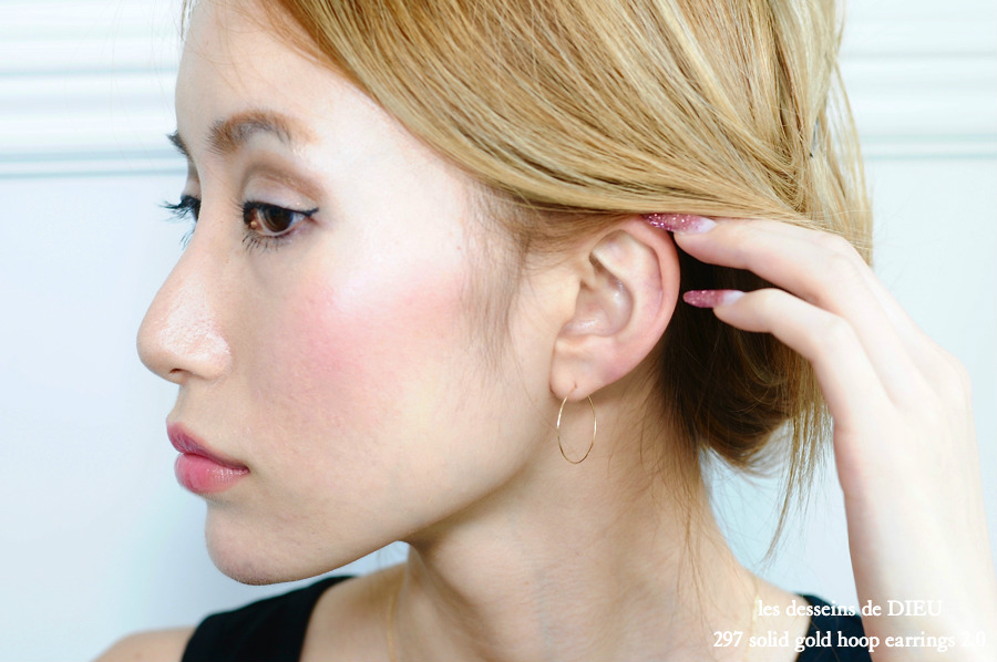 les desseins de DIEU 297 Solid Gold Hoop Earrings 2.0,華奢 フープピアス K18,ハンドメイド,レデッサンドゥデュー