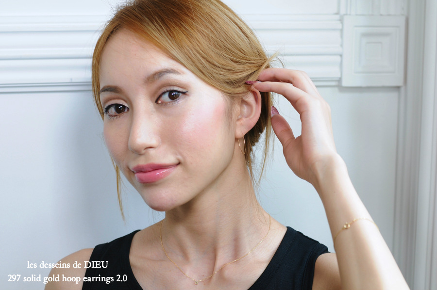 les desseins de DIEU 297 Solid Gold Hoop Earrings 2.0 レデッサンドゥデュー 金線 ハンドメイド フープ ピアス