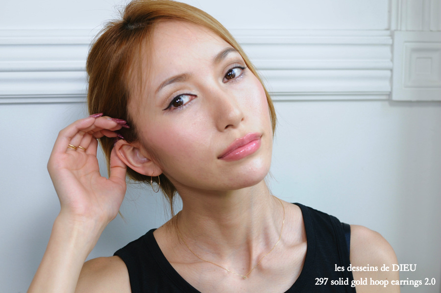 les desseins de DIEU 297 Solid Gold Hoop Earrings 2.0 レデッサンドゥデュー 金線 ハンドメイド フープ ピアス